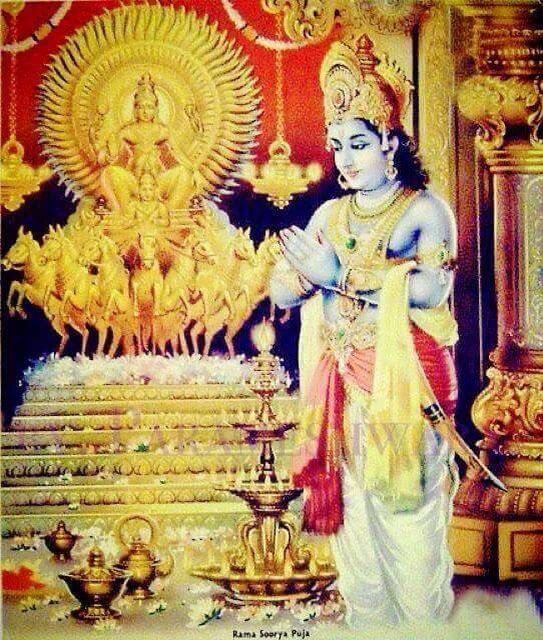 Ratha Sapthami and Erukkan Leaves-Ram praying to surya-the sun god-Stumbit Spirituality